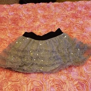 Silver sequin chiffon skort